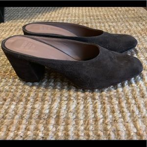 Maryam Nasir Zadeh chocolate suede mules